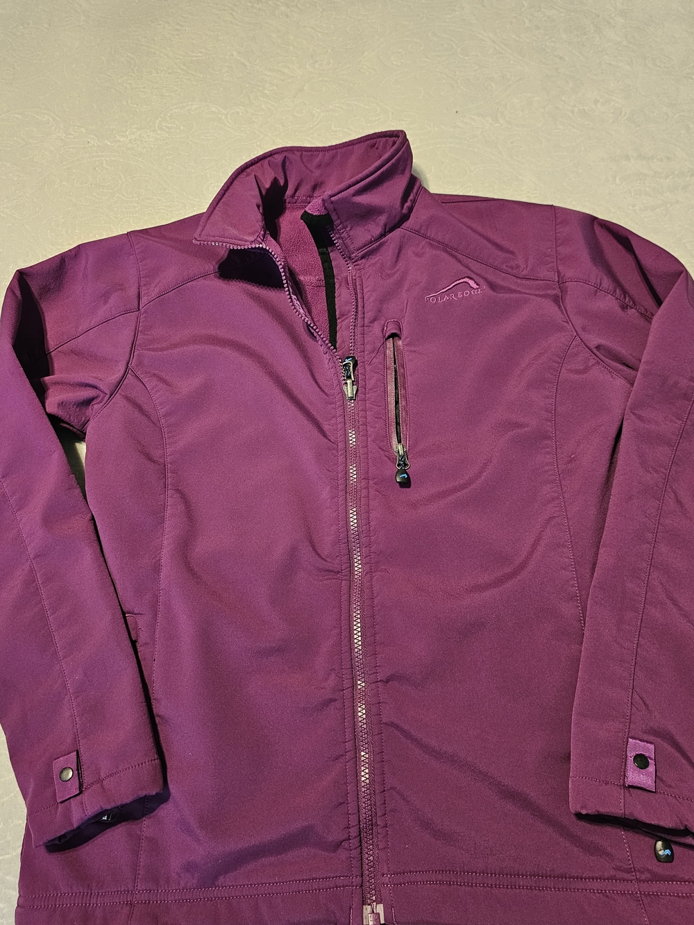 Polar Edge Ladies Purple Burgundy Jacket Size Large Euc Zippered Chest Pocket